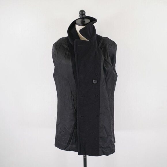 Worthington Black Wool Double Breasted Peak Lapel Size 14 Overcoat - Picture 8 of 9